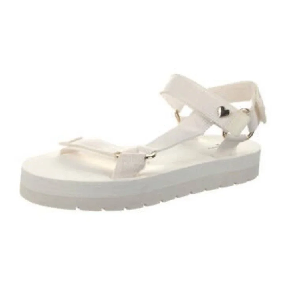 Stoney Clover Lane Women's Hook Loop Strappy White Summer Sandals 6